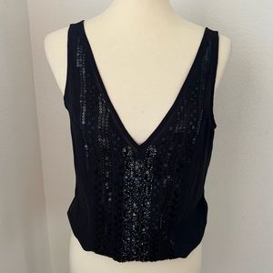 Bebe beaded bodice tank v neck body suit